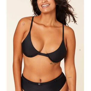 ANDIE SWIM The Sicily Black Underwire Bikini Swim Top // L